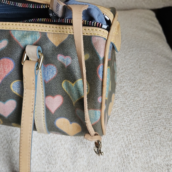 Dooney & Bourke Green and Pink Shoulder Bag with Heart Pattern - Picture 9 of 10